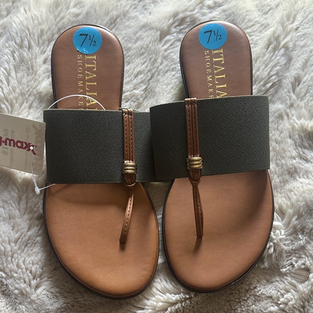 Italian Shoemakers Women's Tan and green Sandals